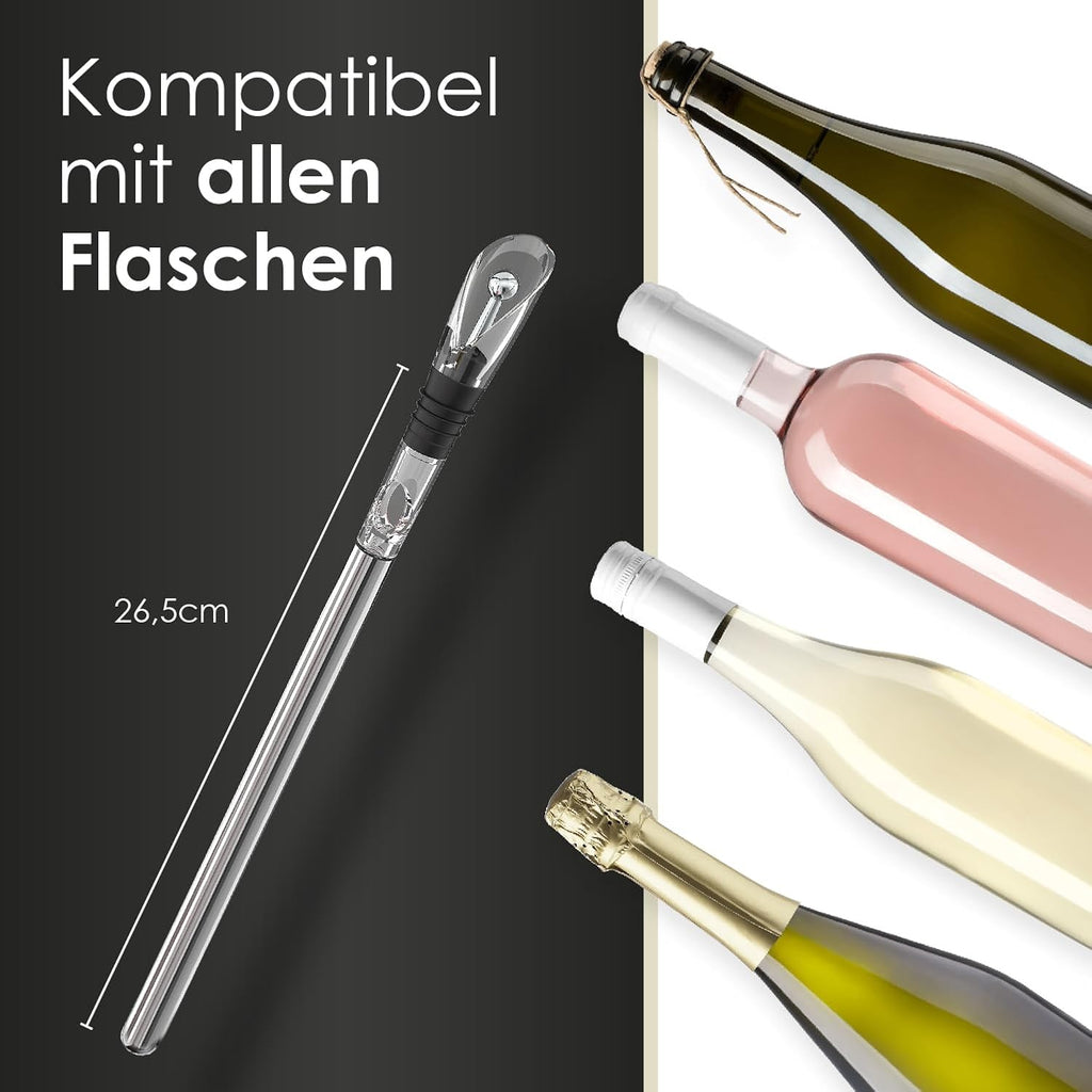 Beyond Wine Cooling Stick 6-teiliges Edelstahl-Geschenkset mit Ausschenker