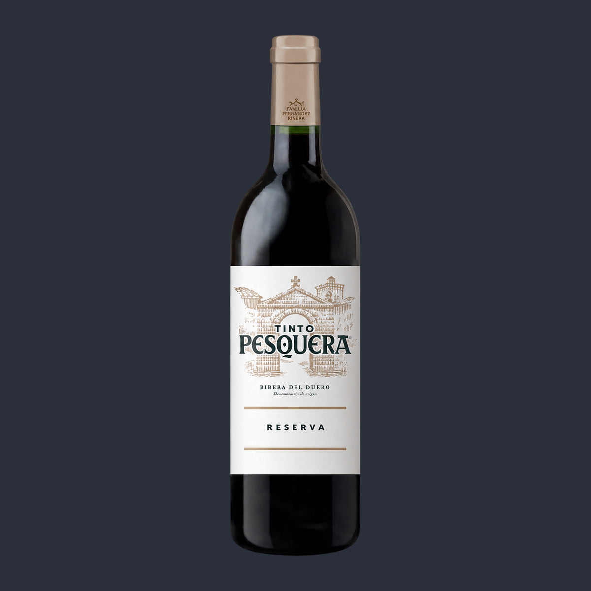Pesquera Reserva Ribera del Duero DO 2021 – ganze Flasche auf Anthrazit