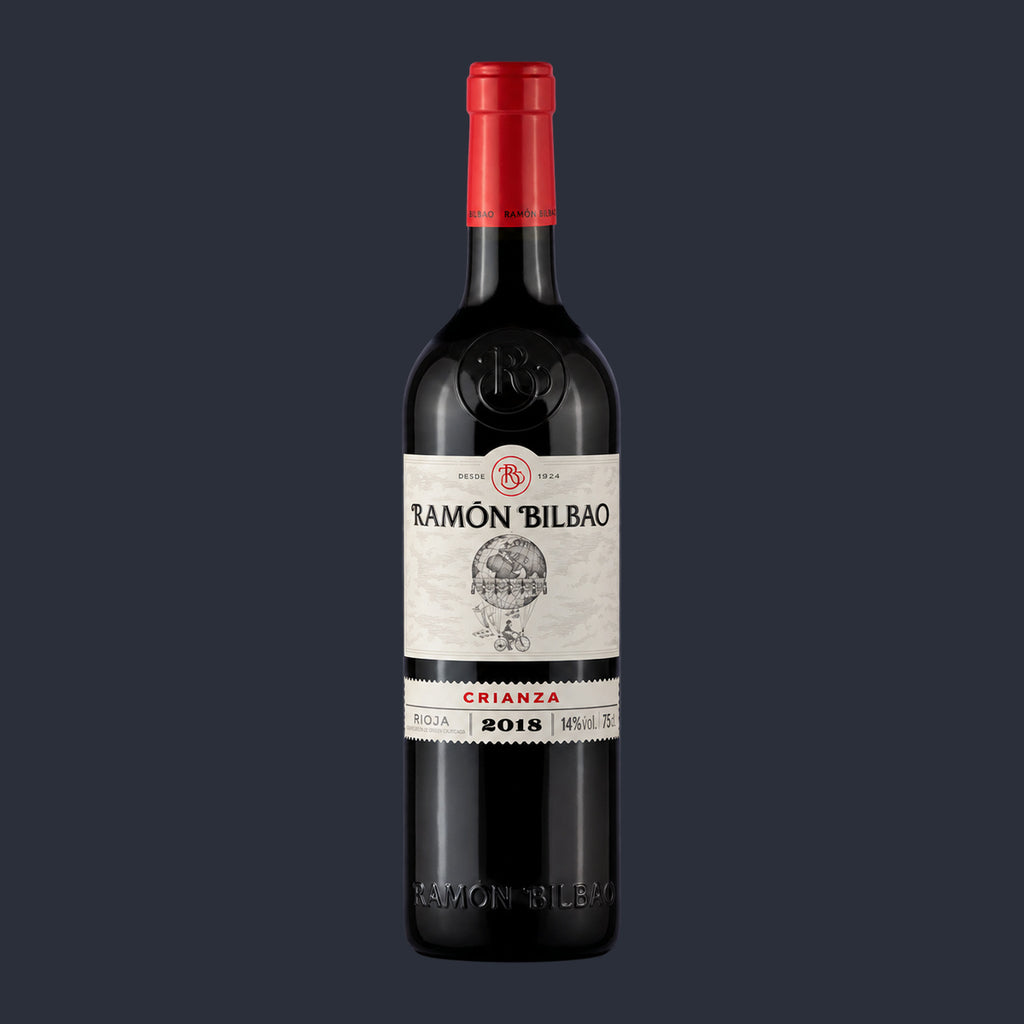 Ramón Bilbao Crianza Rioja DOCa – ganze Flasche auf Anthrazit
