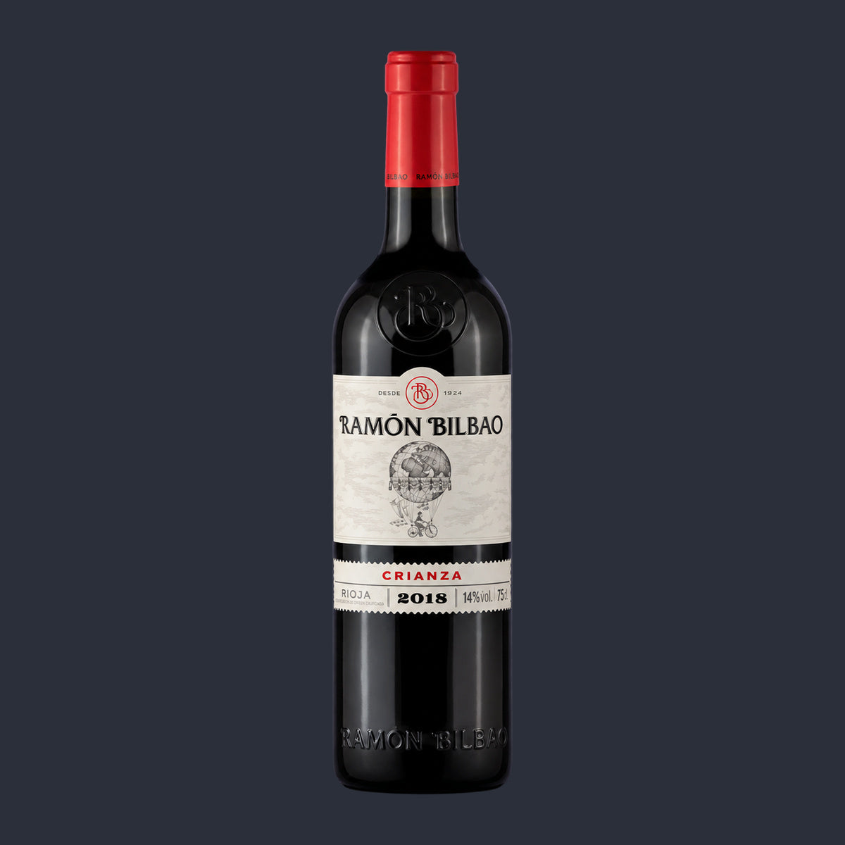 Ramón Bilbao Crianza Rioja DOCa – ganze Flasche auf Anthrazit