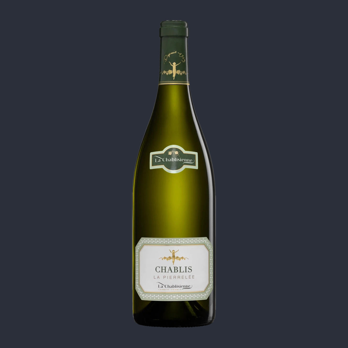 La Chablisienne Chablis La Pierrelee – ganze Flasche auf Anthrazit