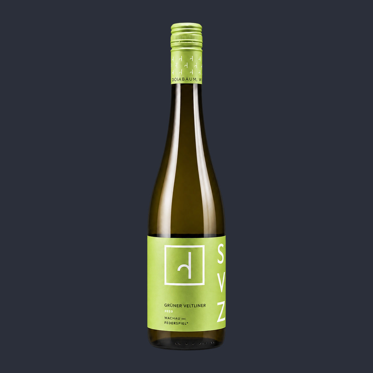 2025 Gruener Veltliner Federspiel Wachau DAC – ganze Flasche auf Anthrazit