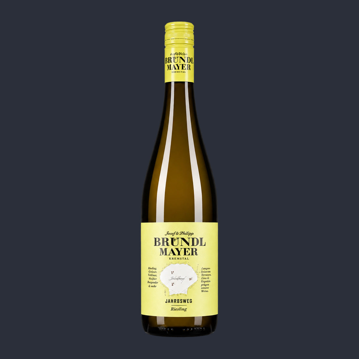 Riesling Jakobsweg Kremstal DAC – ganze Flasche auf Anthrazit