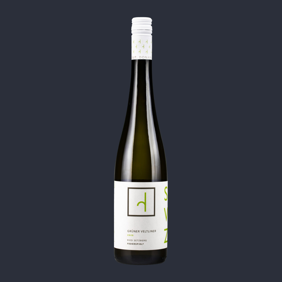 Grüner Veltliner FEDERSPIEL RIED Setzberg 2025 – ganze Flasche auf Anthrazit