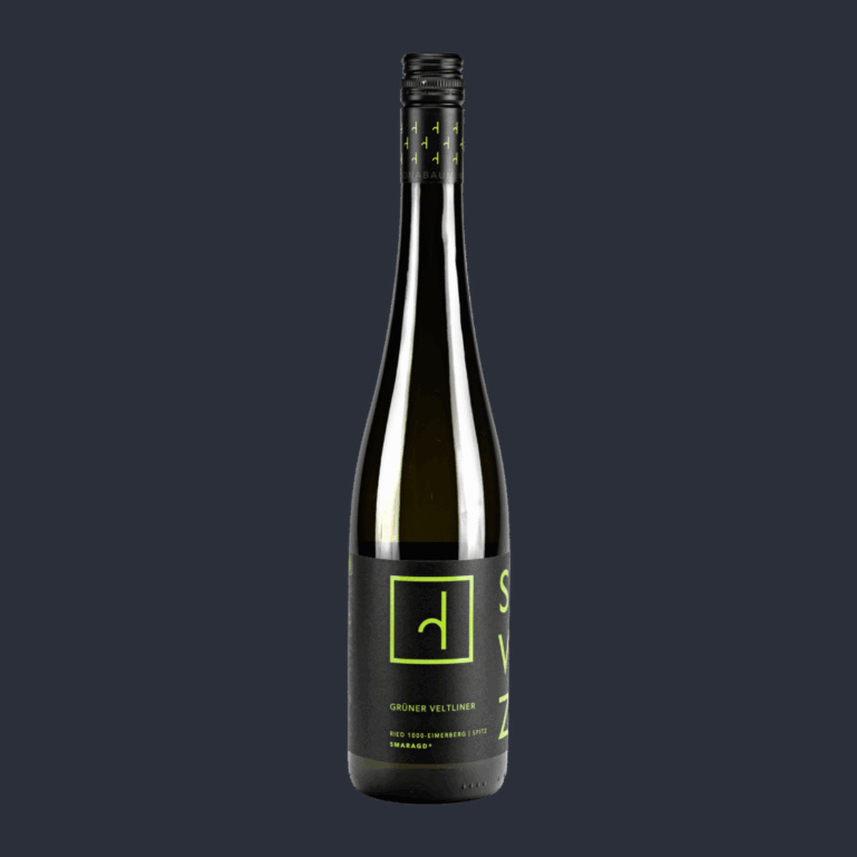 Riesling SMARAGD RIED 1000-Eimerberg 2023 – ganze Flasche auf Anthrazit