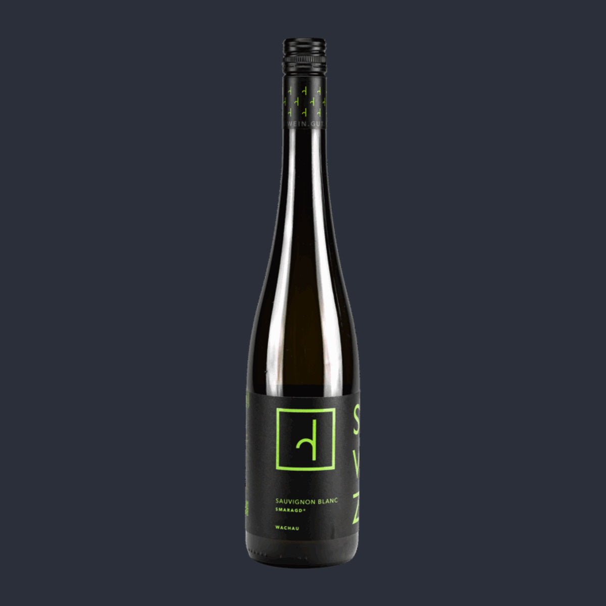 Sauvignon Blanc SMARAGD Wachau DAC 2025 – ganze Flasche auf Anthrazit