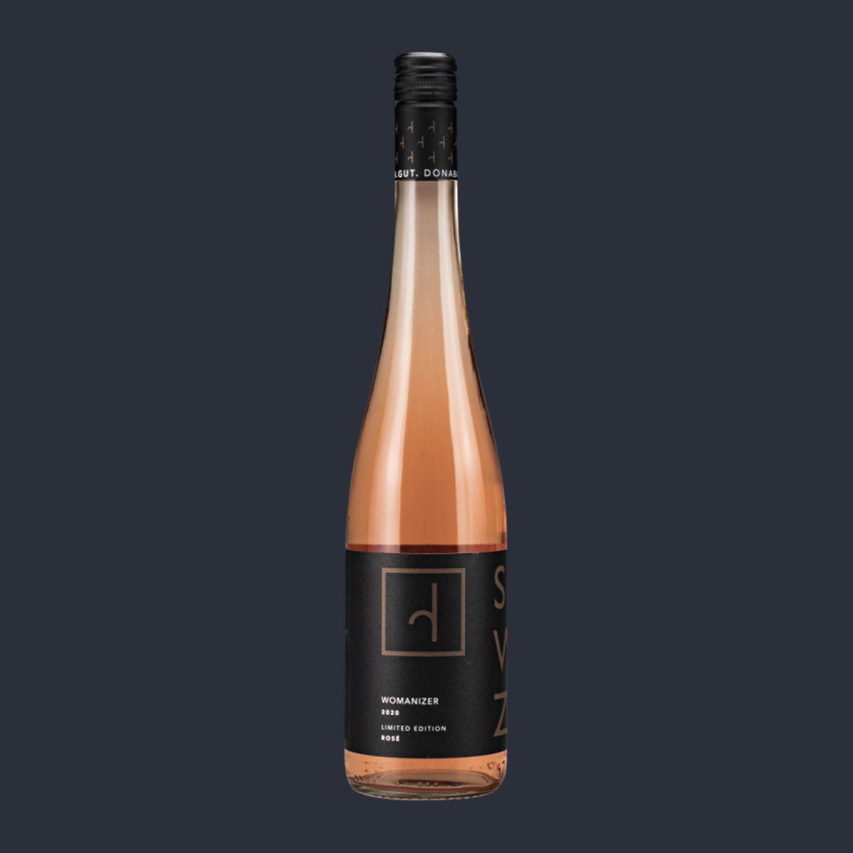 WOMANIZER Rosé 2025 – ganze Flasche auf Anthrazit