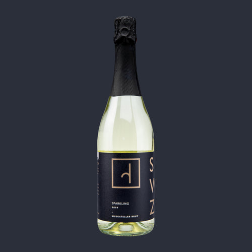 "Sparkling" WHITE 2025 – ganze Flasche auf Anthrazit