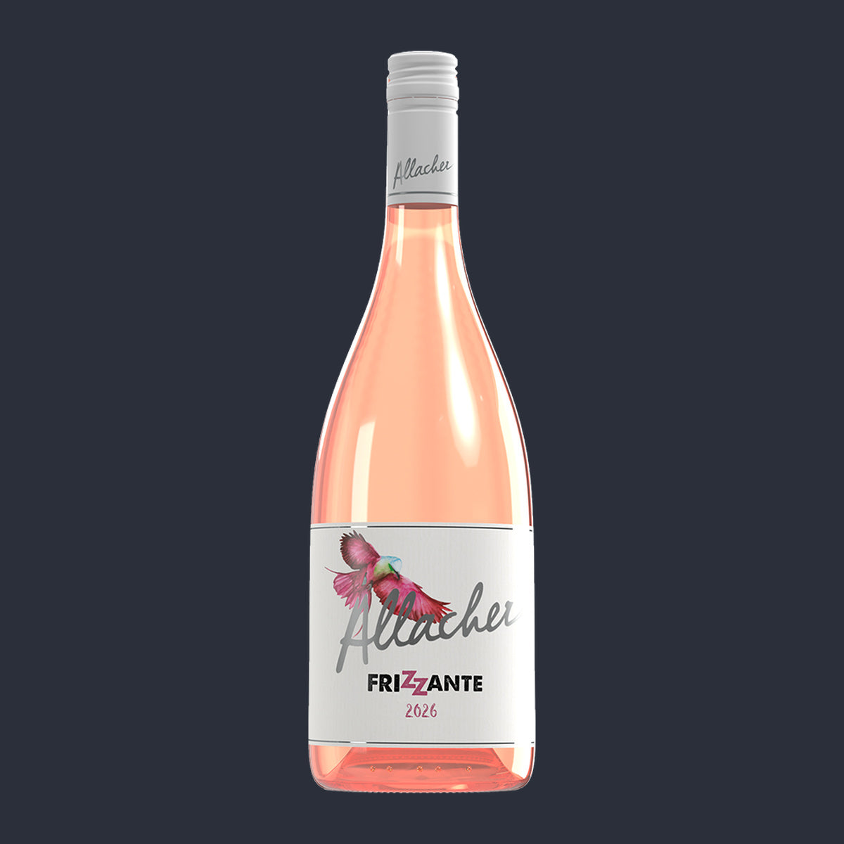 Frizzante ROSÉ Schaumwein 2026 – ganze Flasche auf Anthrazit