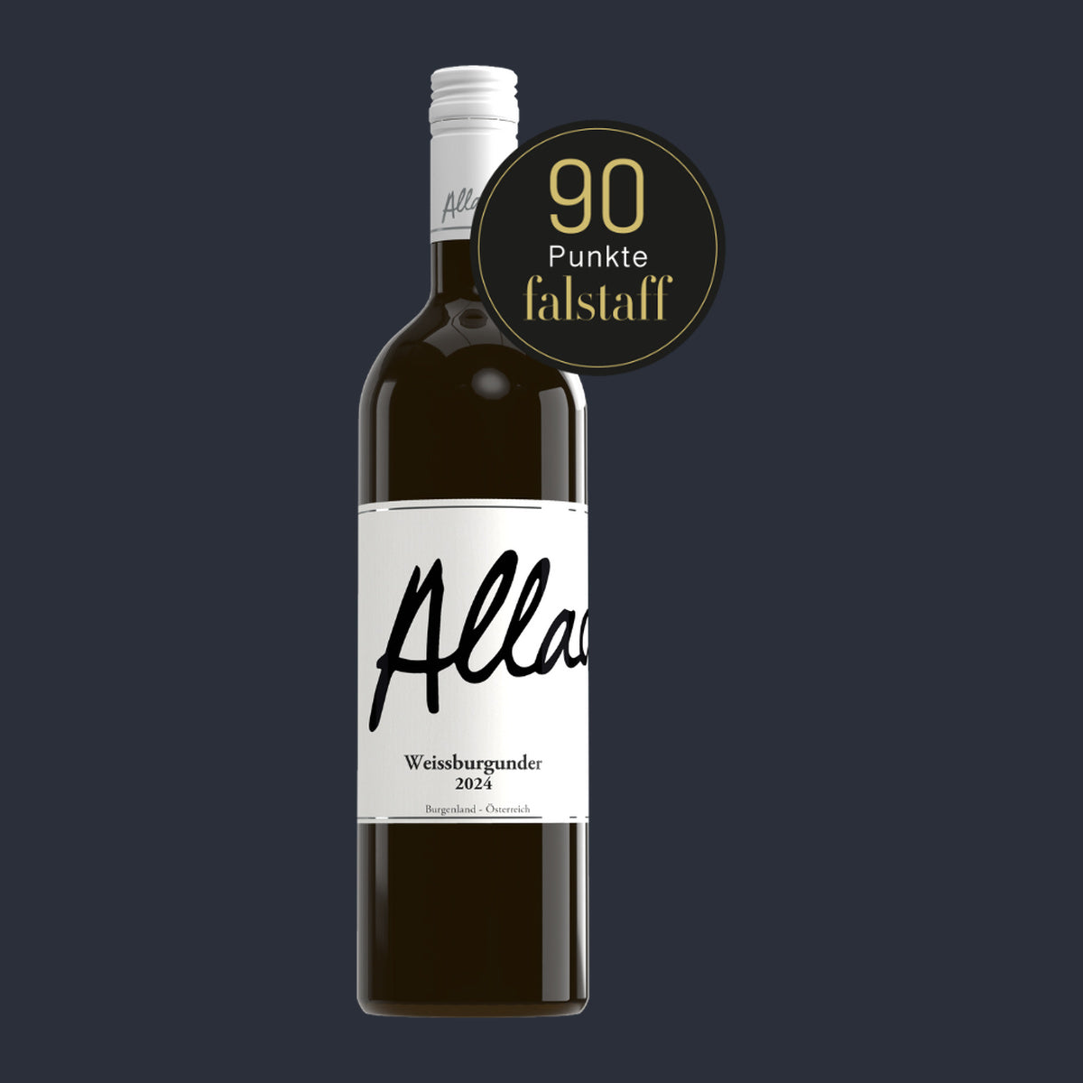 Weißburgunder Qualitätswein 2026 – ganze Flasche auf Anthrazit