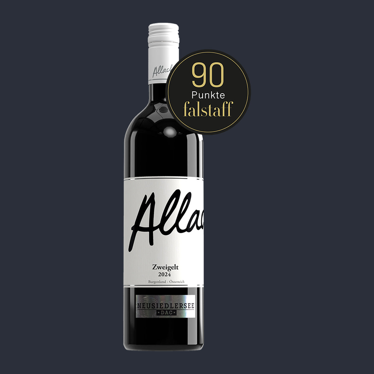 Zweigelt Qualitätswein 2025 – ganze Flasche auf Anthrazit