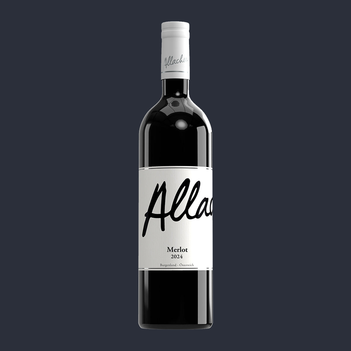 Merlot Qualitätswein 2024 – ganze Flasche auf Anthrazit