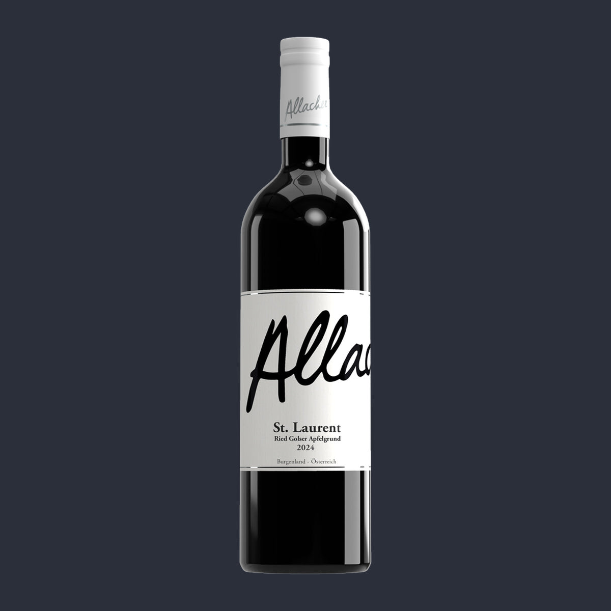St. Laurent Ried Apfelgrund 2023 – ganze Flasche auf Anthrazit
